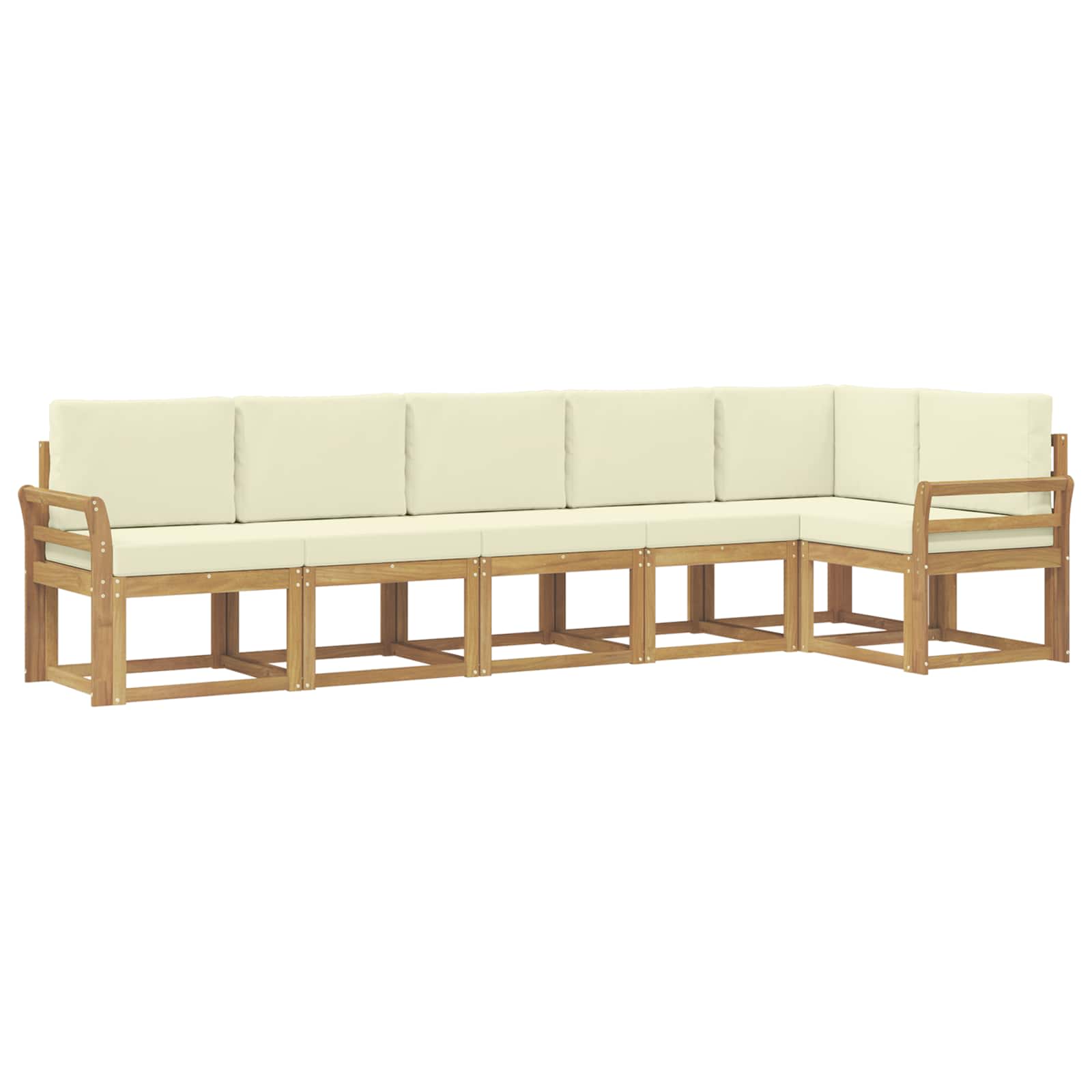 Udendørs sofagruppe 6 pcs Hvid og cremefarvet Polyester