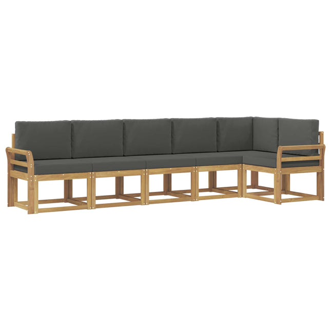 Udendørs sofagruppe med pude 6 pcs Hvid og antracit Polyester