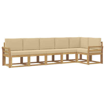 Udendørs sofagruppe med pude 6 pcs Hvid og Beige Polyester