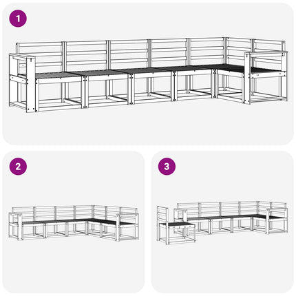 Udendørs sofagruppe 6 pcs Hvid Massivt Akacietræ