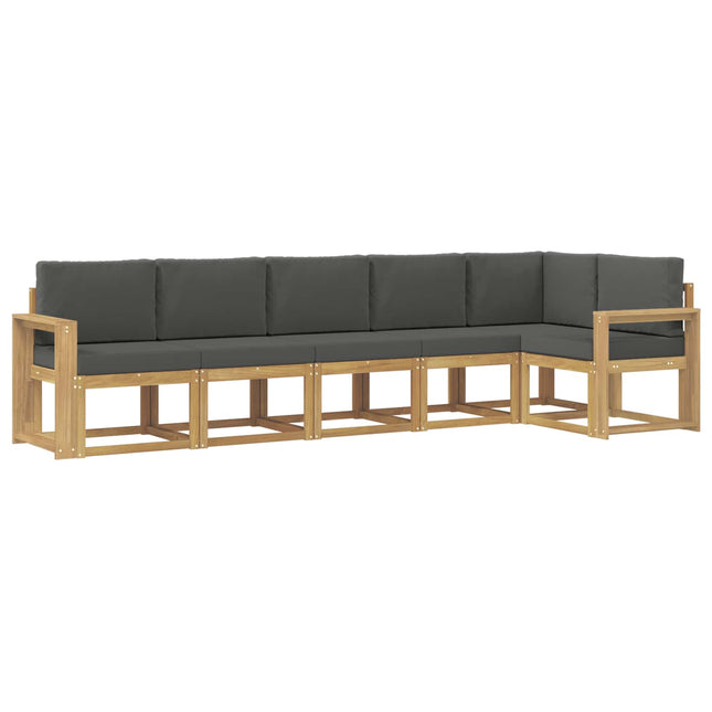 Udendørs sofagruppe med pude 6 pcs Hvid og antracit Polyester
