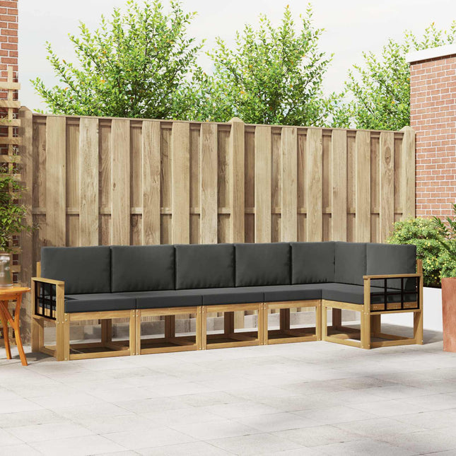 Udendørs sofagruppe med pude 6 pcs Hvid og antracit Polyester