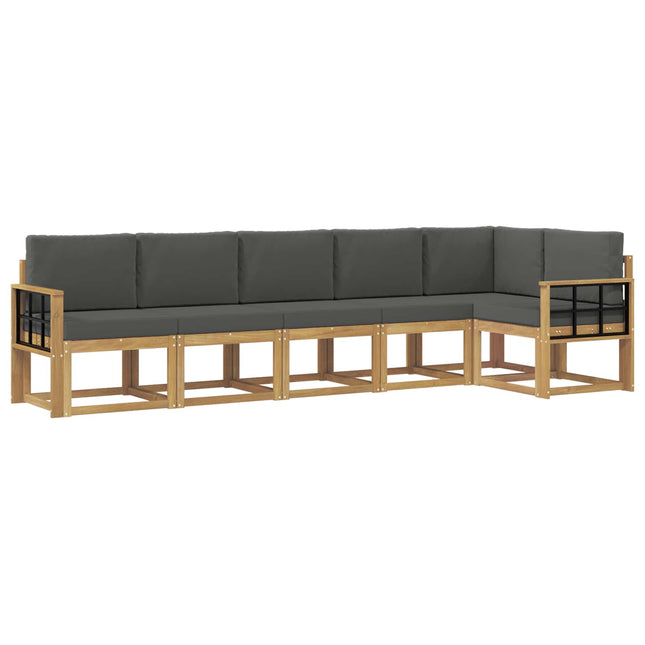 Udendørs sofagruppe med pude 6 pcs Hvid og antracit Polyester