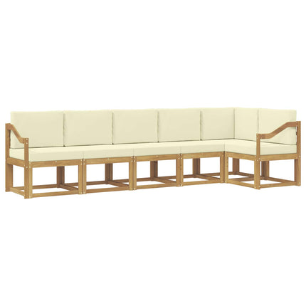 Udendørs sofagruppe 6 pcs Hvid og cremefarvet Polyester