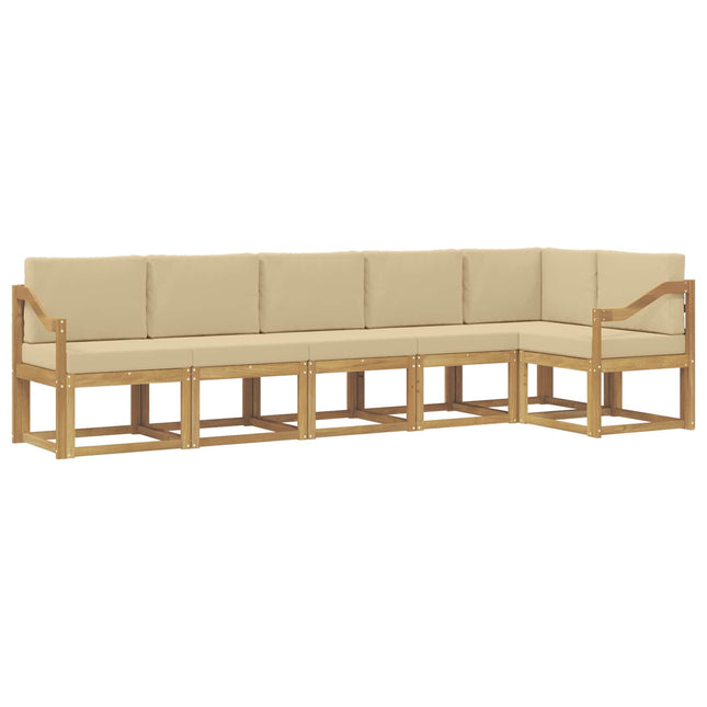 Udendørs sofagruppe med pude 6 pcs Hvid og Beige Polyester