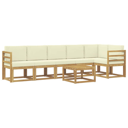 Udendørs sofagruppe 7 pcs Hvid og cremefarvet Polyester