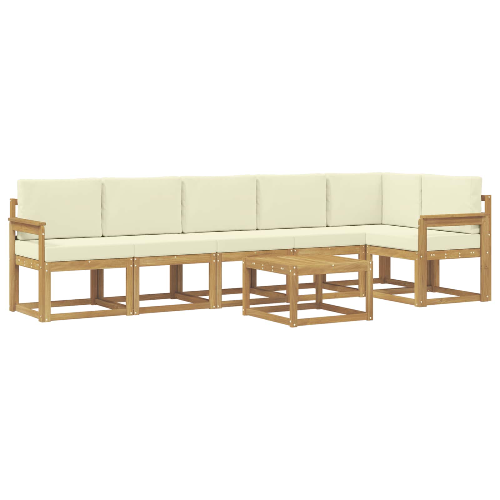 Udendørs sofagruppe 7 pcs Hvid og cremefarvet Polyester