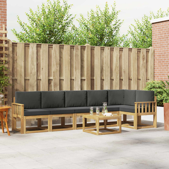 Udendørs sofagruppe med pude 7 pcs Hvid og antracit Polyester