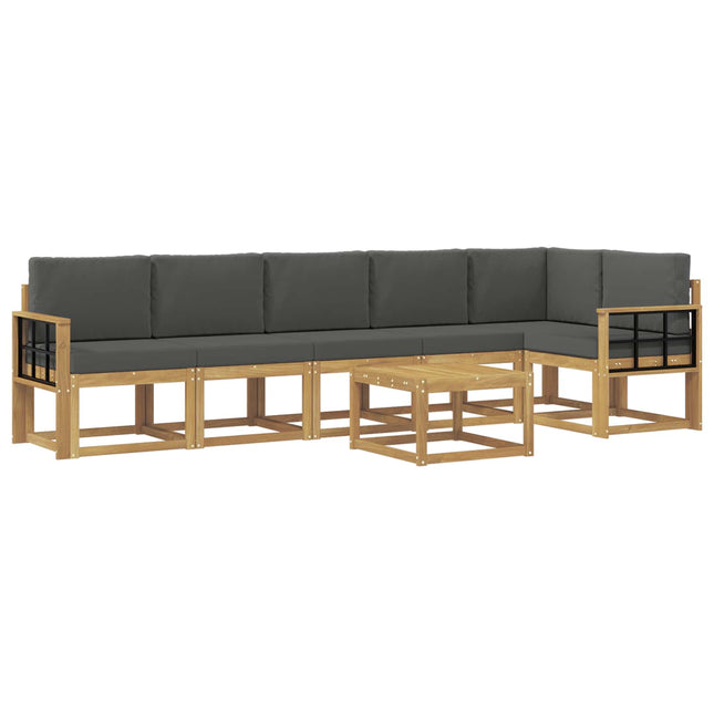 Udendørs sofagruppe med pude 7 pcs Hvid og antracit Polyester