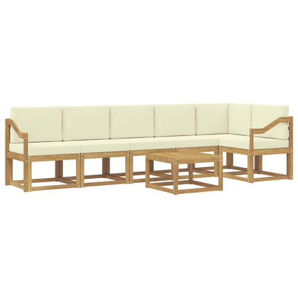Udendørs sofagruppe 7 pcs Hvid og cremefarvet Polyester
