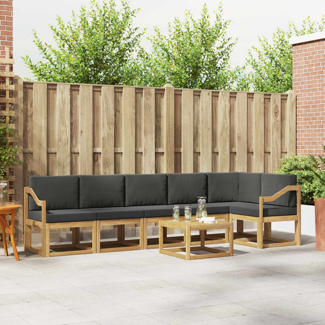Udendørs sofagruppe med pude 7 pcs Hvid og antracit Polyester