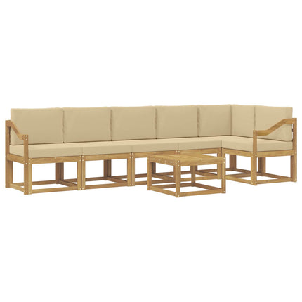 Udendørs sofagruppe 7 stk. Hvid og Beige Polyester