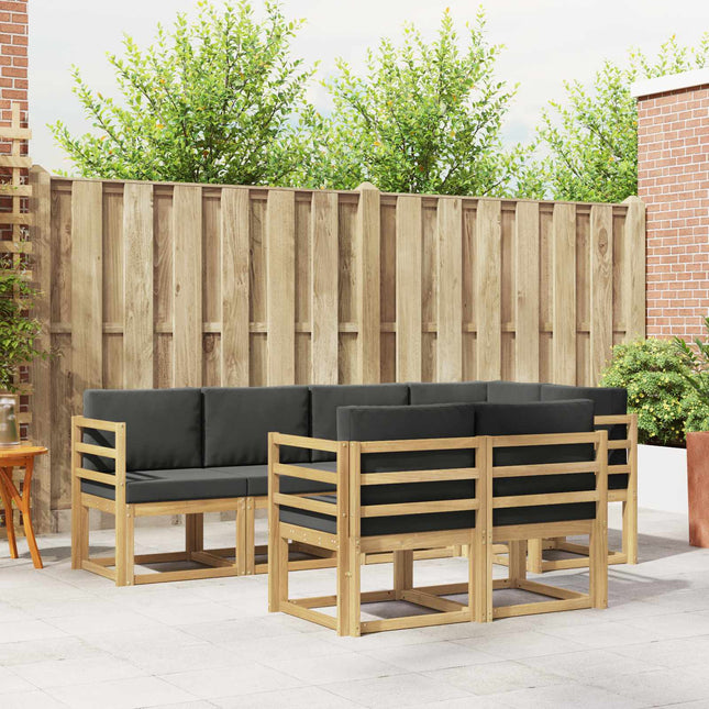 Udendørs sofagruppe med pude 7 pcs Hvid og antracit Polyester
