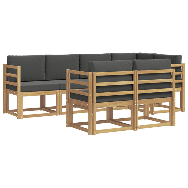 Udendørs sofagruppe med pude 7 pcs Hvid og antracit Polyester