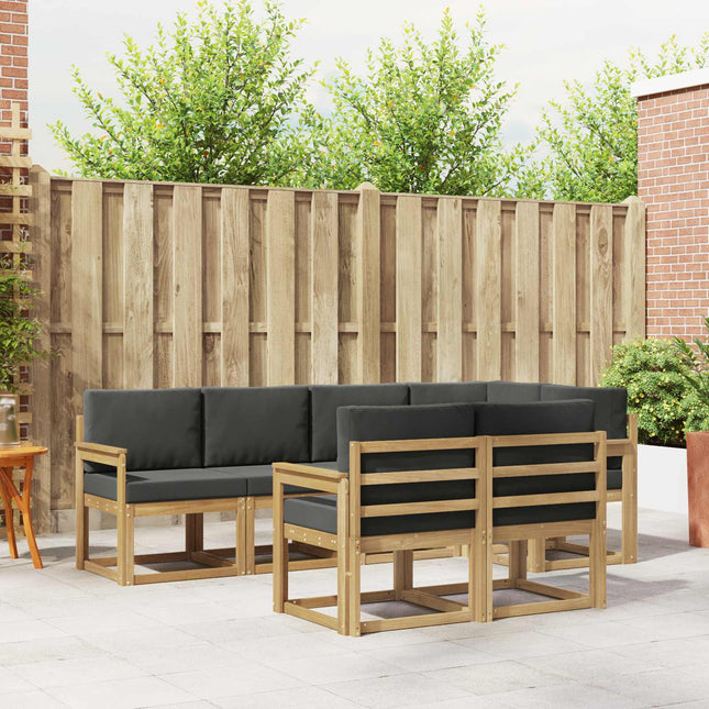 Udendørs sofagruppe med pude 7 pcs Hvid og antracit Polyester