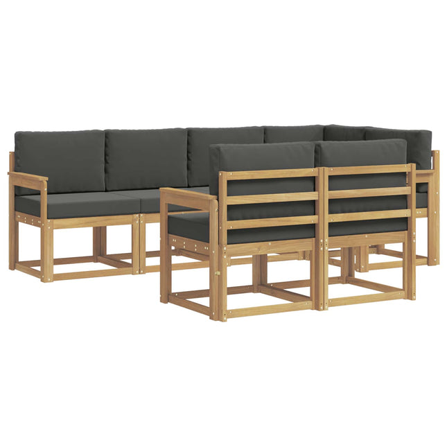Udendørs sofagruppe med pude 7 pcs Hvid og antracit Polyester