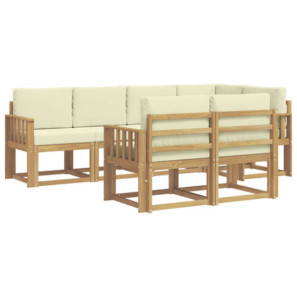 Udendørs sofagruppe 7 pcs Hvid og cremefarvet Polyester