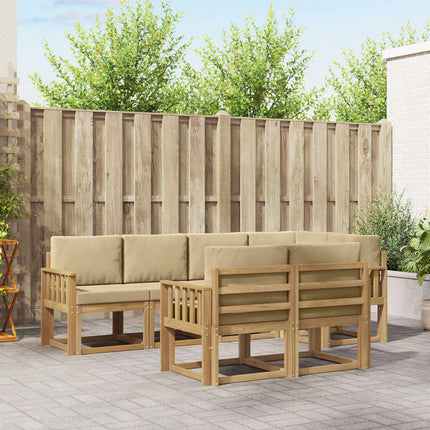 Udendørs sofagruppe med pude 7 pcs Hvid og Beige Polyester