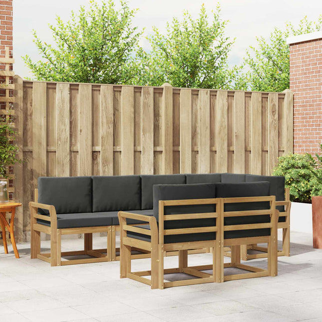 Udendørs sofagruppe med pude 7 pcs Hvid og antracit Polyester