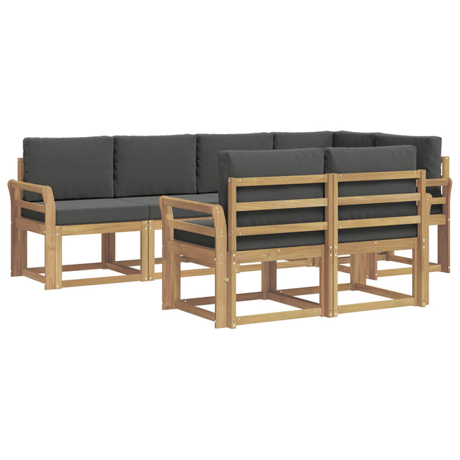 Udendørs sofagruppe med pude 7 pcs Hvid og antracit Polyester