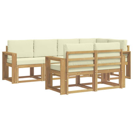 Udendørs sofagruppe 7 pcs Hvid og cremefarvet Polyester