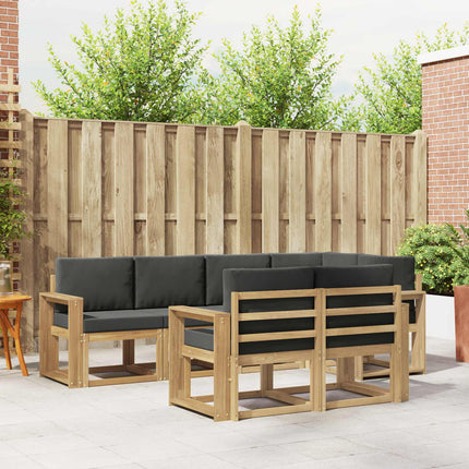Udendørs sofagruppe med pude 7 pcs Hvid og antracit Polyester