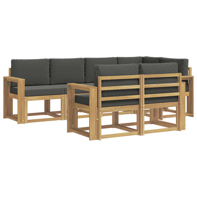 Udendørs sofagruppe med pude 7 pcs Hvid og antracit Polyester
