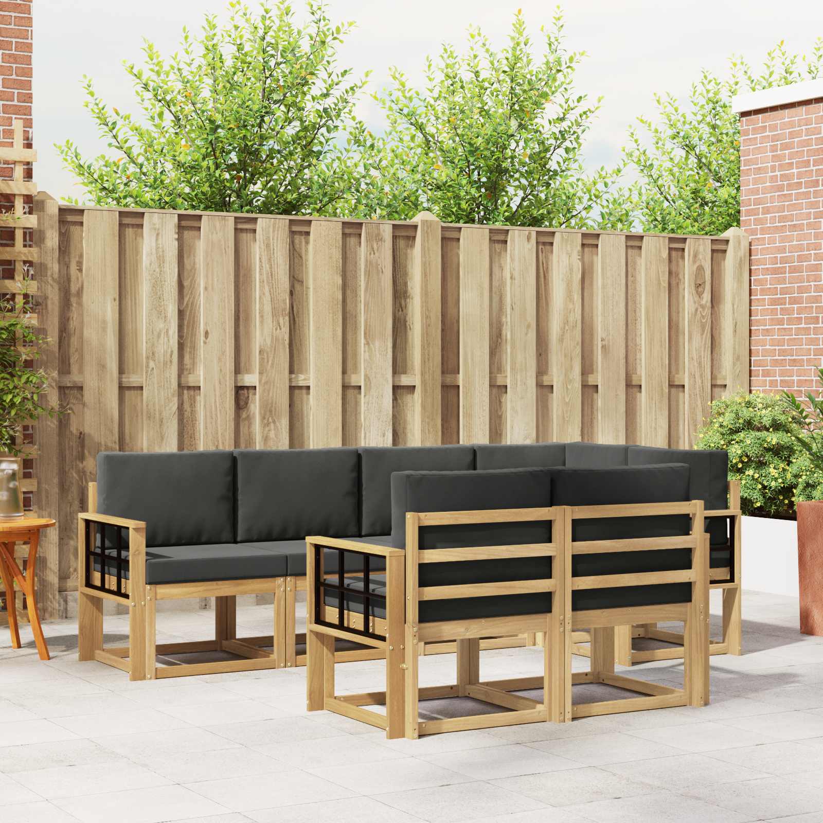 Udendørs sofagruppe med pude 7 pcs Hvid og antracit Polyester