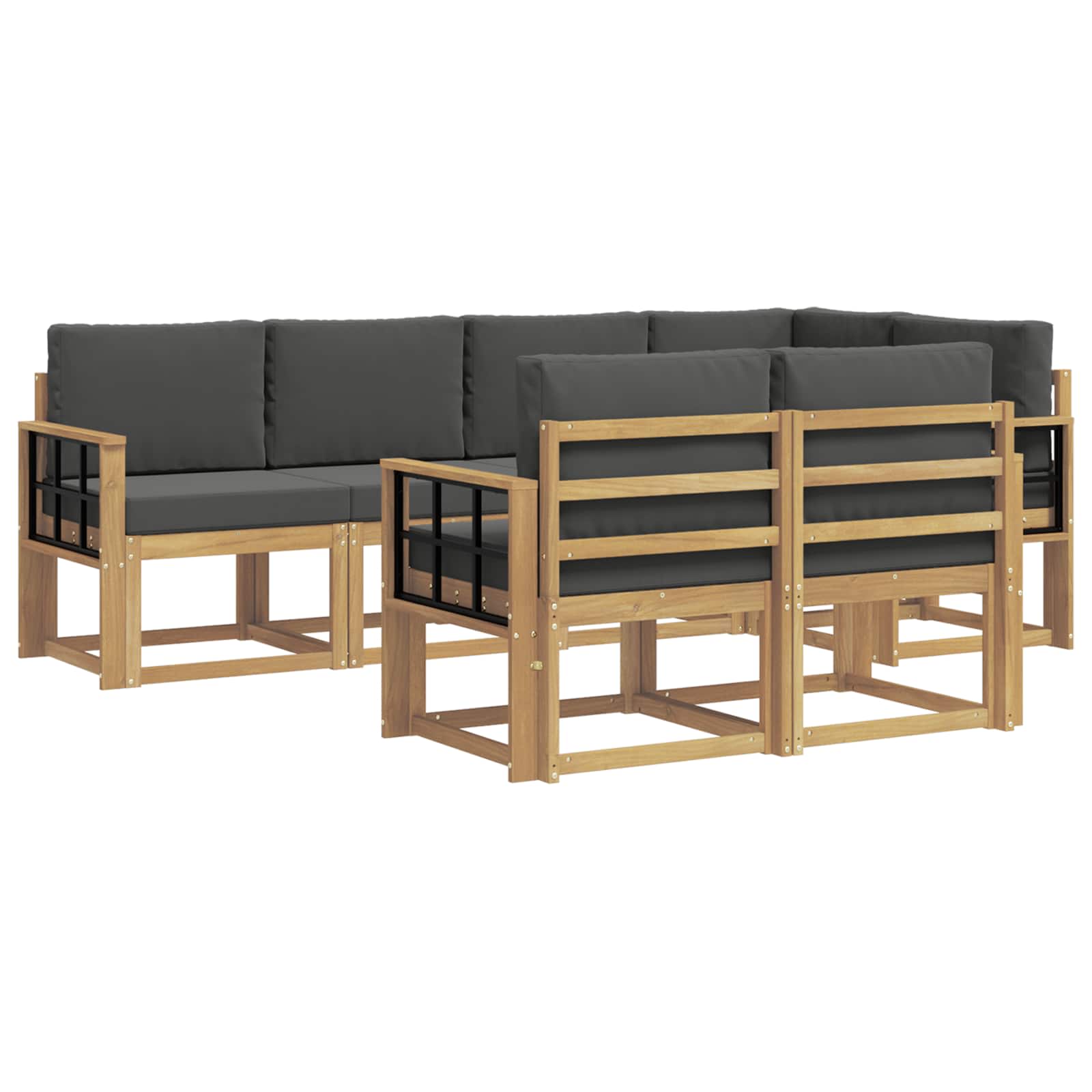 Udendørs sofagruppe med pude 7 pcs Hvid og antracit Polyester