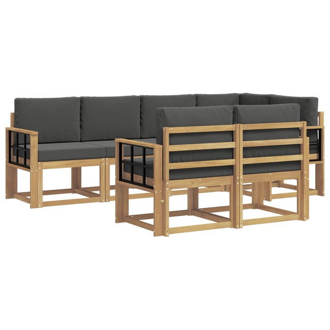Udendørs sofagruppe med pude 7 pcs Hvid og antracit Polyester
