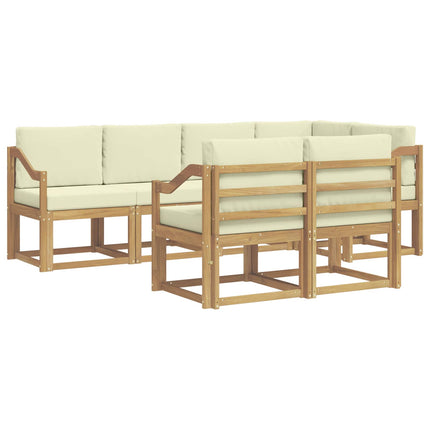 Udendørs sofagruppe 7 pcs Hvid og cremefarvet Polyester