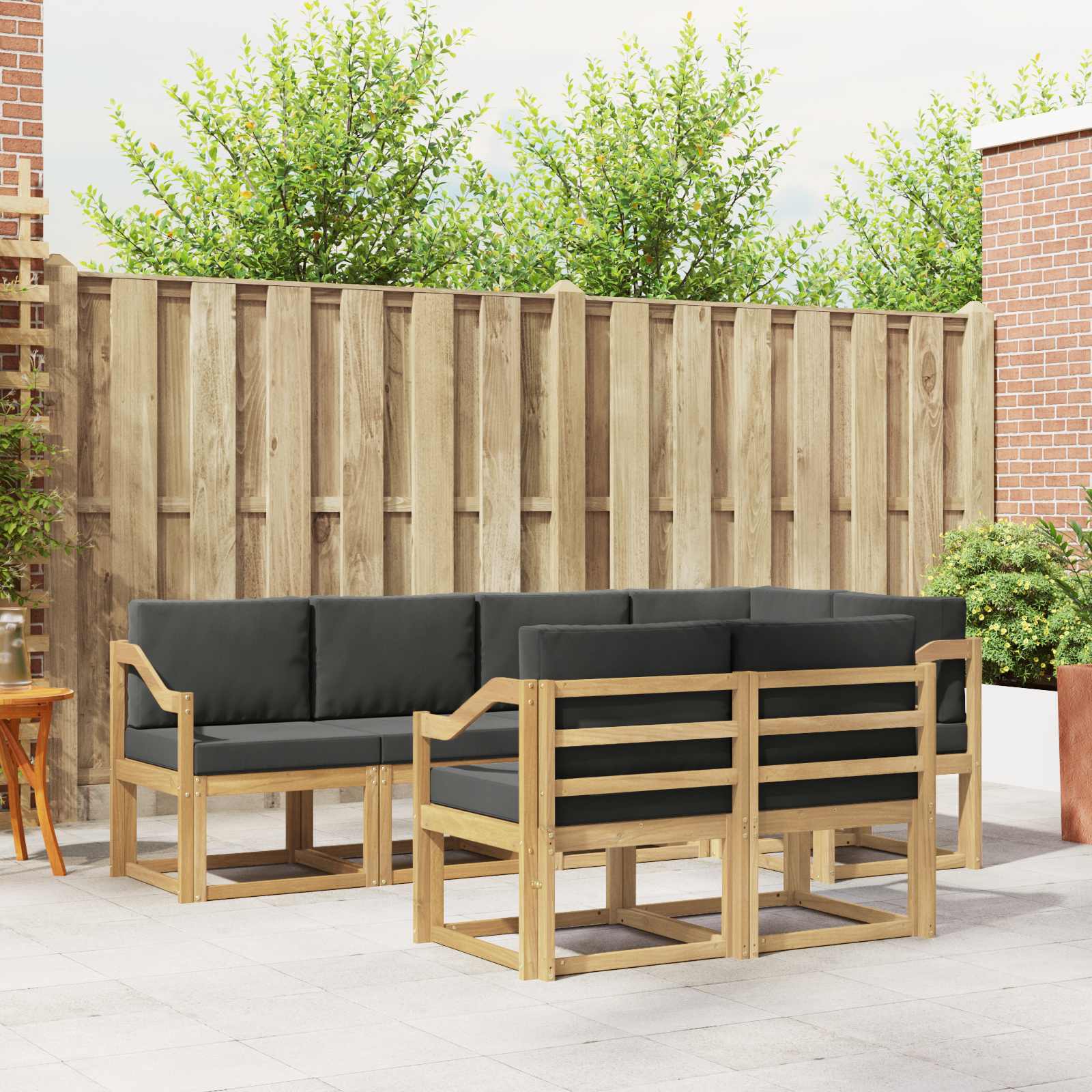 Udendørs sofagruppe med pude 7 pcs Hvid og antracit Polyester