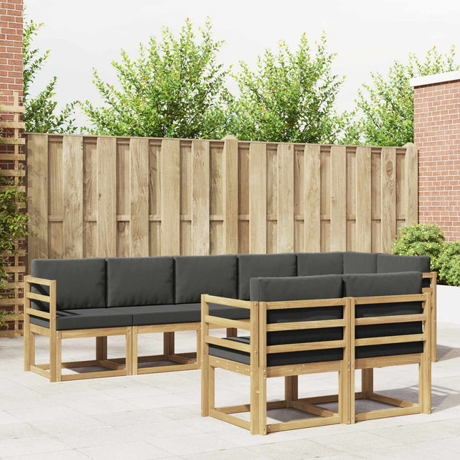 Udendørs sofagruppe med pude 8 pcs Hvid og antracit Polyester
