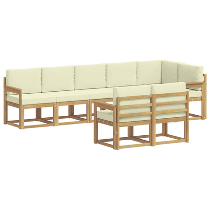 Udendørs sofagruppe 8 pcs Hvid og cremefarvet Polyester