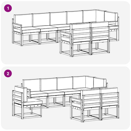 Udendørs sofagruppe 8 pcs Hvid og cremefarvet Polyester