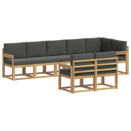 Udendørs sofagruppe med pude 8 pcs Hvid og antracit Polyester