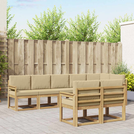 Udendørs sofagruppe med pude 8 pcs Hvid og Beige Polyester