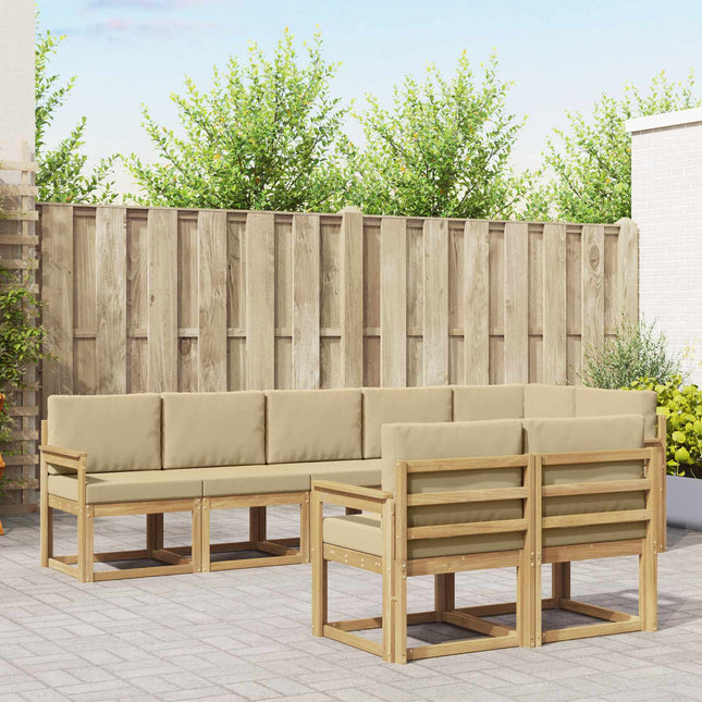 Udendørs sofagruppe med pude 8 pcs Hvid og Beige Polyester