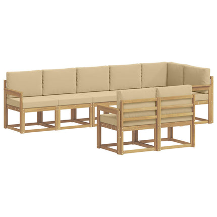 Udendørs sofagruppe med pude 8 pcs Hvid og Beige Polyester