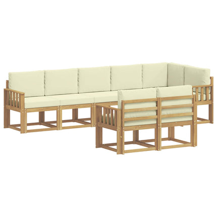 Udendørs sofagruppe 8 pcs Hvid og cremefarvet Polyester