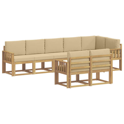Udendørs sofagruppe 8 stk. Hvid og Beige Polyester