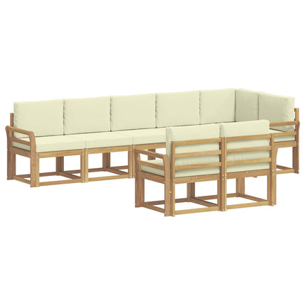 Udendørs sofagruppe 8 pcs Hvid og cremefarvet Polyester