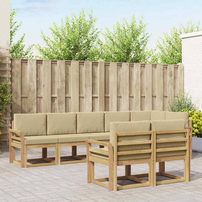 Udendørs sofagruppe med pude 8 pcs Hvid og Beige Polyester