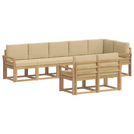 Udendørs sofagruppe med pude 8 pcs Hvid og Beige Polyester