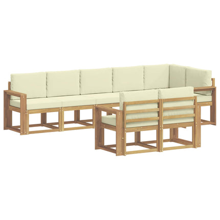 Udendørs sofagruppe 8 pcs Hvid og cremefarvet Polyester