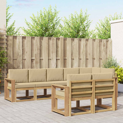 Udendørs sofagruppe med pude 8 pcs Hvid og Beige Polyester