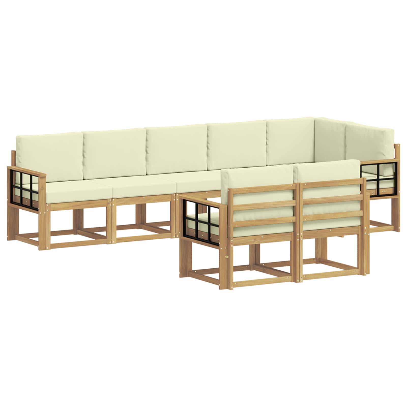 Udendørs sofagruppe 8 pcs Hvid og cremefarvet Polyester