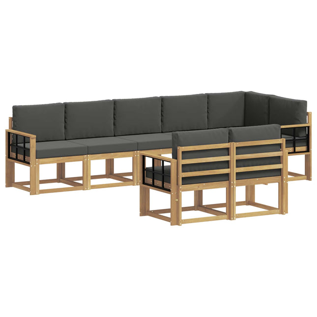Udendørs sofagruppe med pude 8 pcs Hvid og antracit Polyester