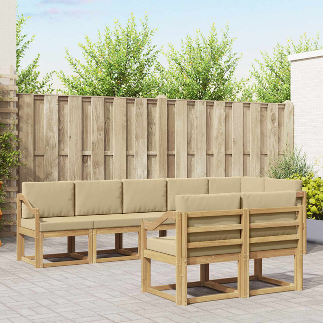 Udendørs sofagruppe med pude 8 pcs Hvid og Beige Polyester