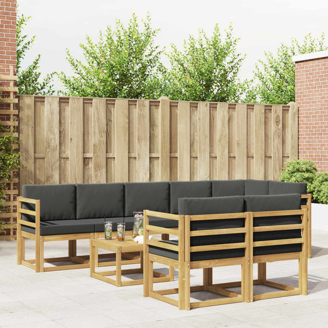 Udendørs sofagruppe med pude 9 pcs Hvid og antracit Polyester